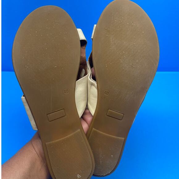 Unity In Diversity Leather Sandals Beige Bow Thong Toe Shoes Size 40 - Picture 8 of 9